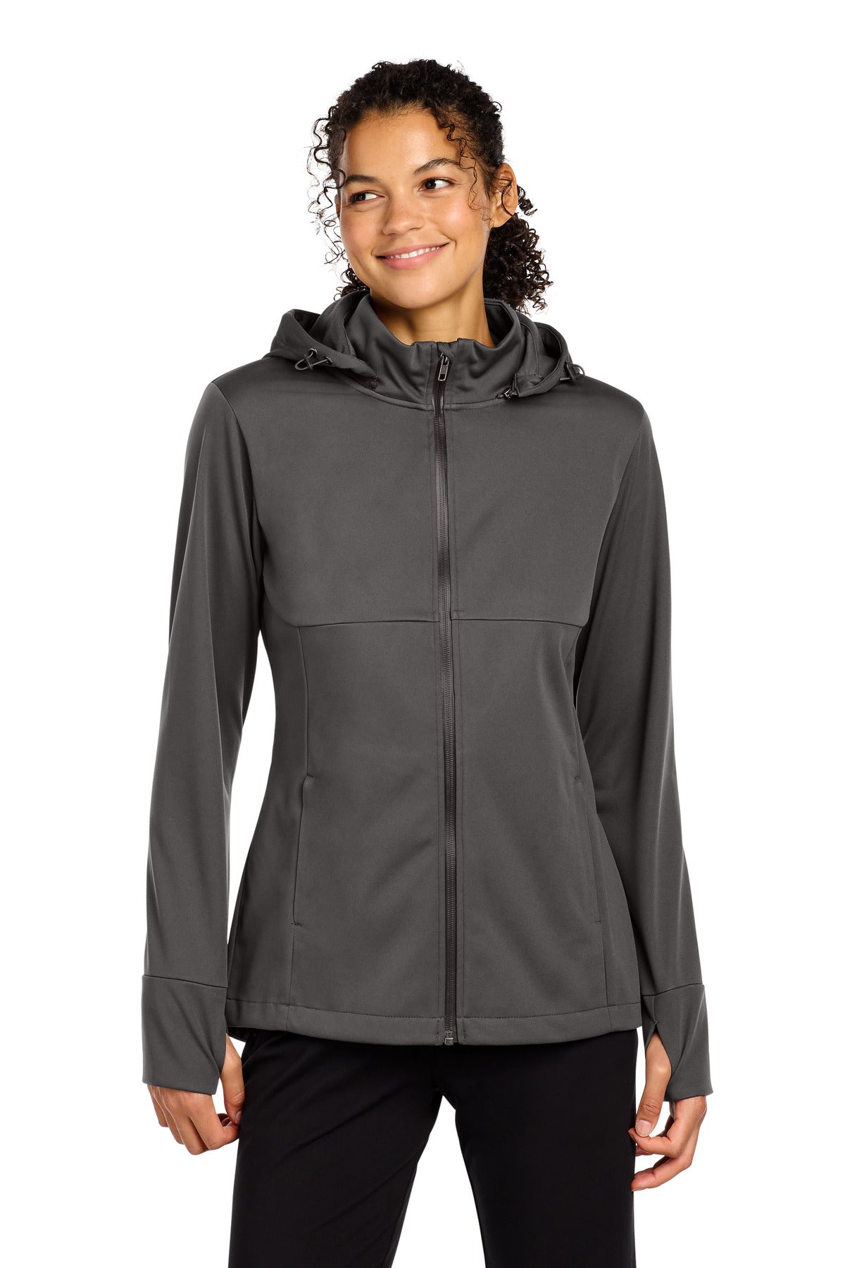 Sport-Tek Women's Hooded Soft Shell Jacket LST980 Graphite