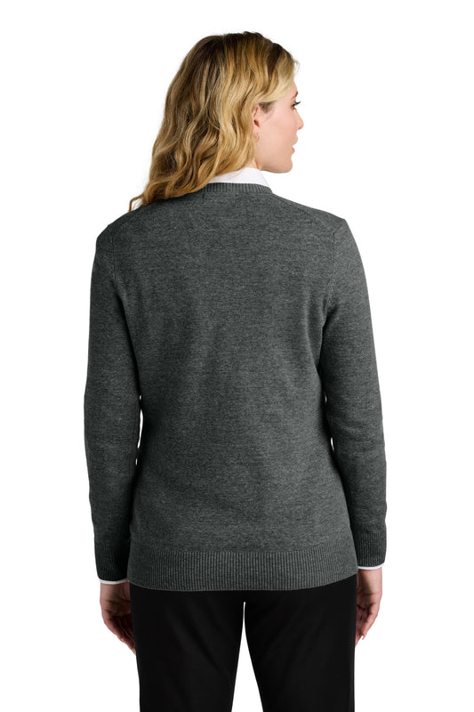 Port Authority Women's Easy Care V-Neck Sweater LSW2850 Charcoal Heather