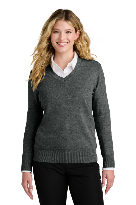 Port Authority Women's Easy Care V-Neck Sweater LSW2850 Charcoal Heather