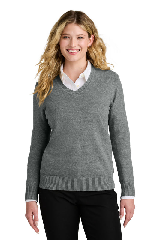 Port Authority Women's Easy Care V-Neck Sweater LSW2850 Medium Heather Grey
