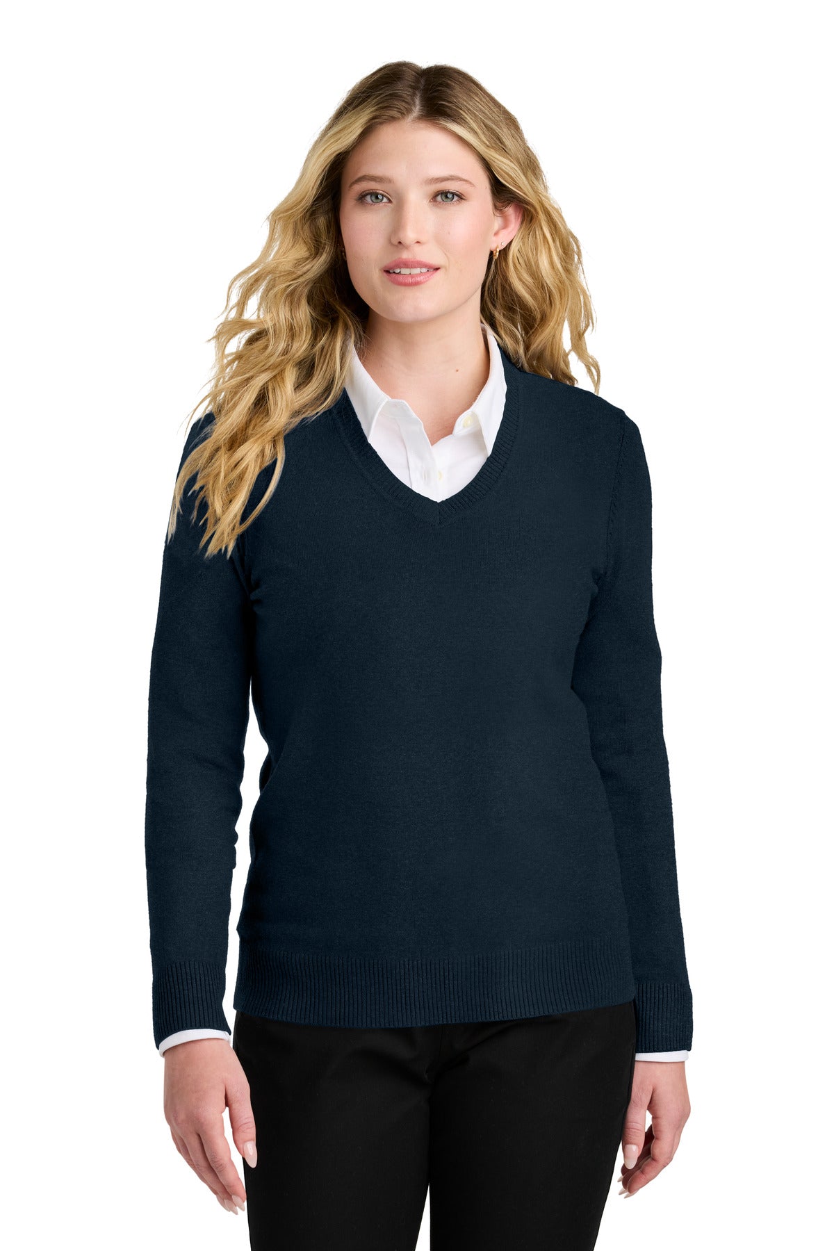 Port Authority Women's Easy Care V-Neck Sweater LSW2850 River Blue Navy