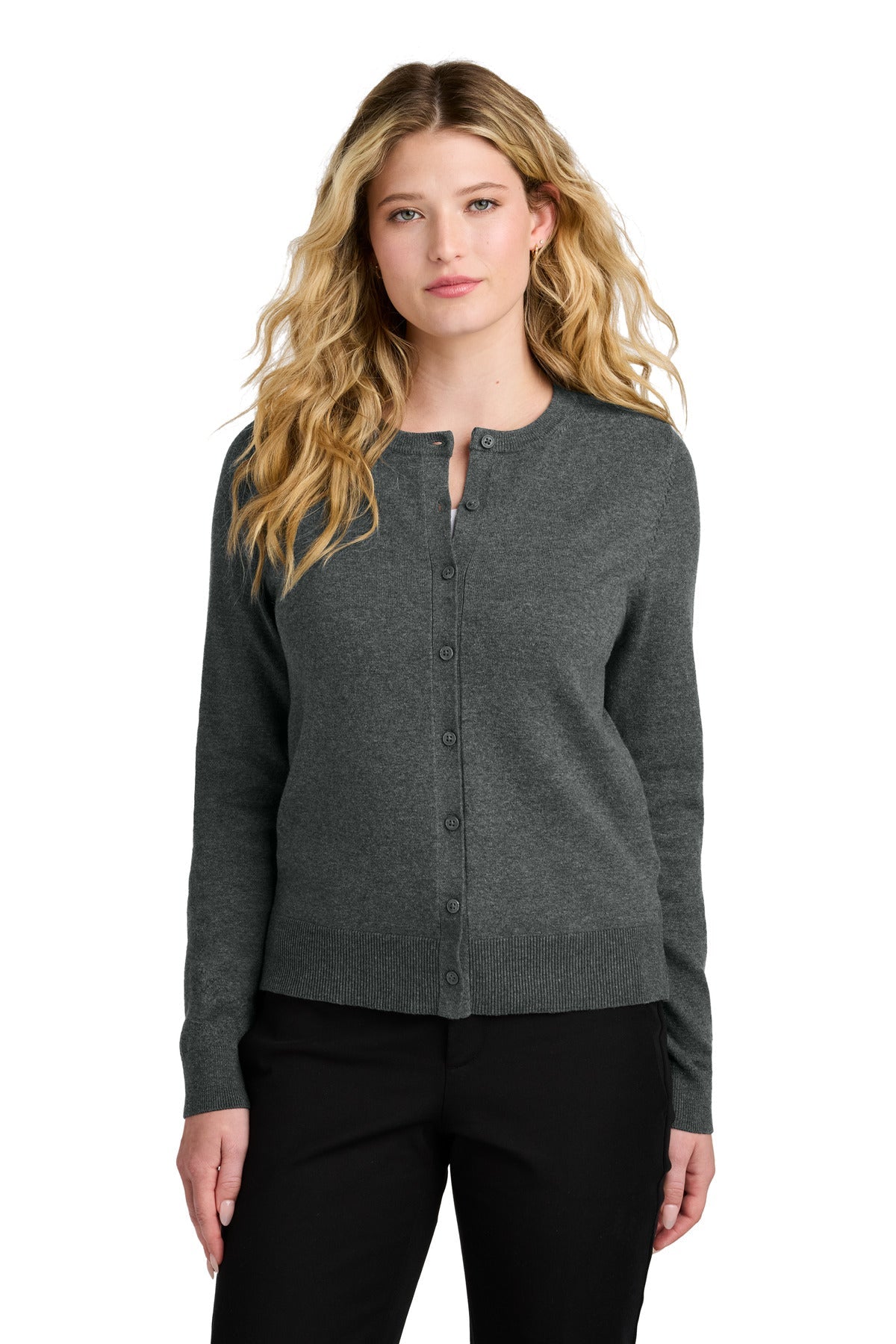 Port Authority Women's Easy Care Crewneck Cardigan Sweater