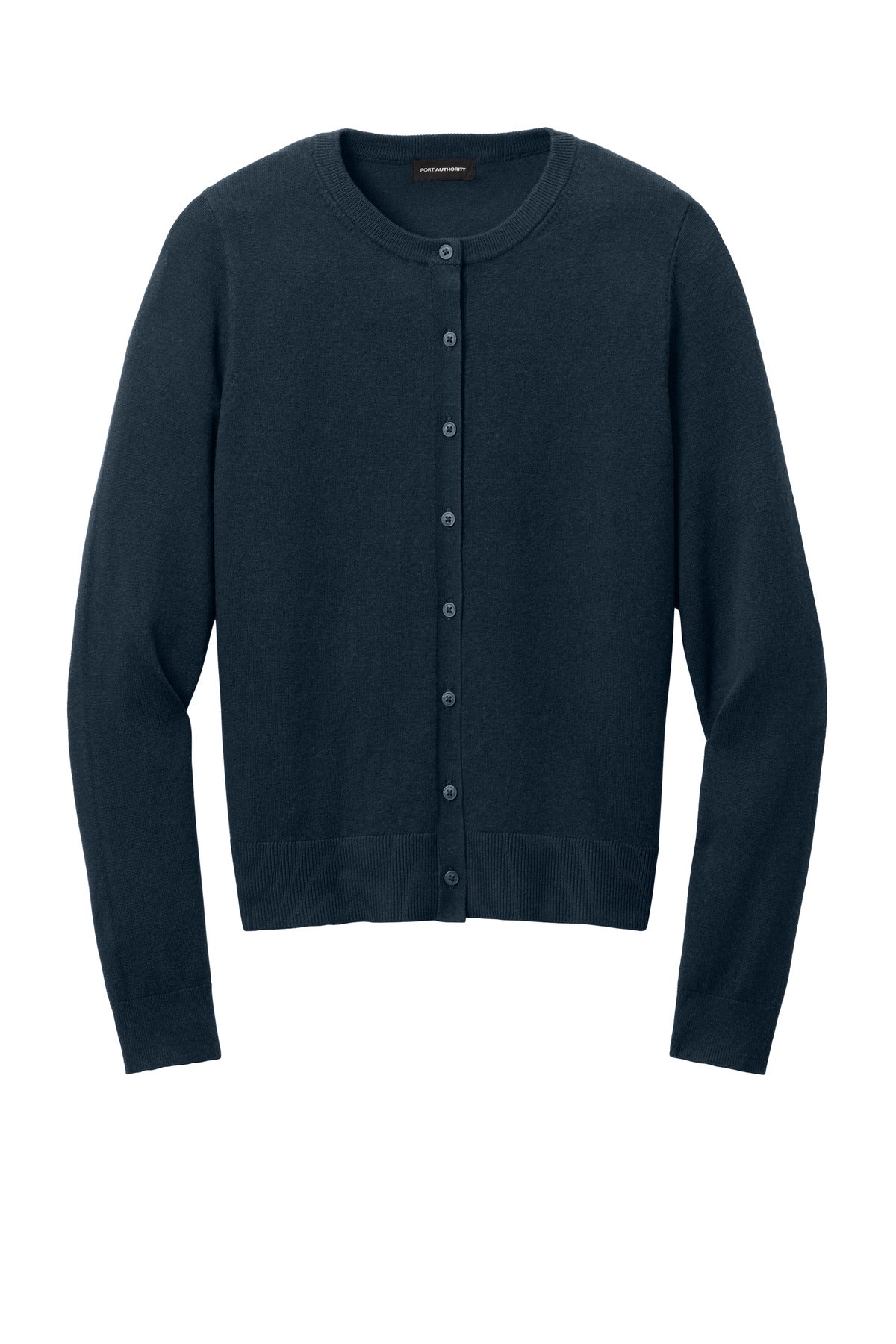 Port Authority Women's Easy Care Crewneck Cardigan Sweater LSW2870 River Blue Navy