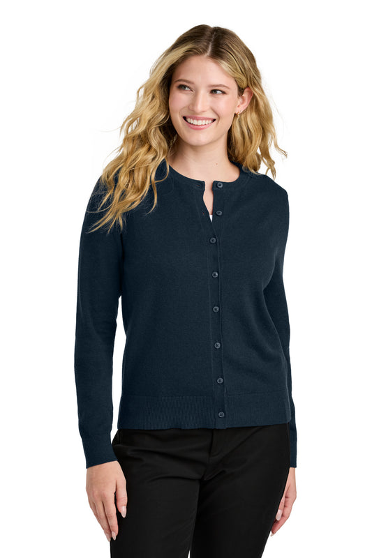 Port Authority Women's Easy Care Crewneck Cardigan Sweater LSW2870 River Blue Navy