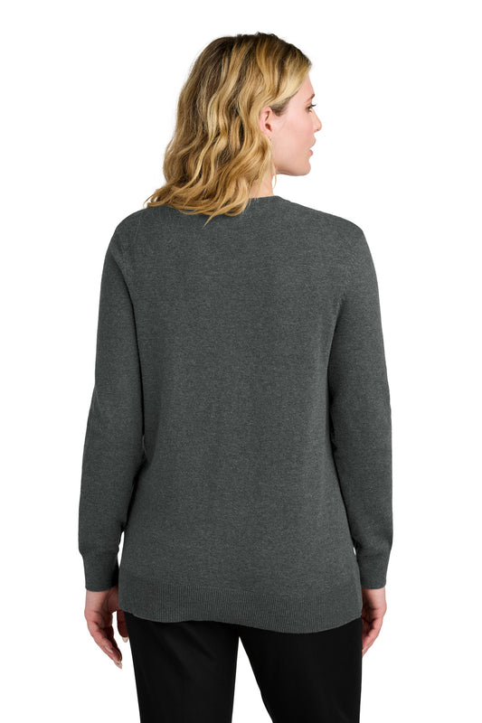 Port Authority Women's Easy Care Button-Up Cardigan Sweater LSW4150 Charcoal Heather
