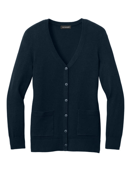 Port Authority Women's Easy Care Button-Up Cardigan Sweater LSW4150 River Blue Navy