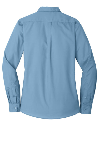 Port Authority Women's Long Sleeve Carefree Poplin Shirt. LW100 Carolina Blue