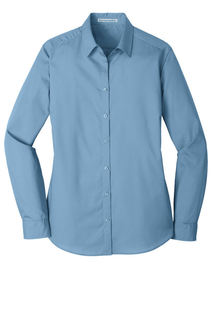 Port Authority Women's Long Sleeve Carefree Poplin Shirt. LW100 Carolina Blue