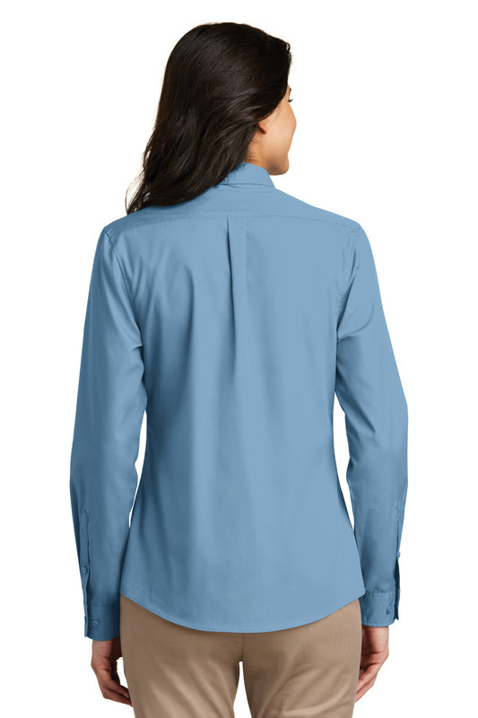 Port Authority Women's Long Sleeve Carefree Poplin Shirt. LW100 Carolina Blue