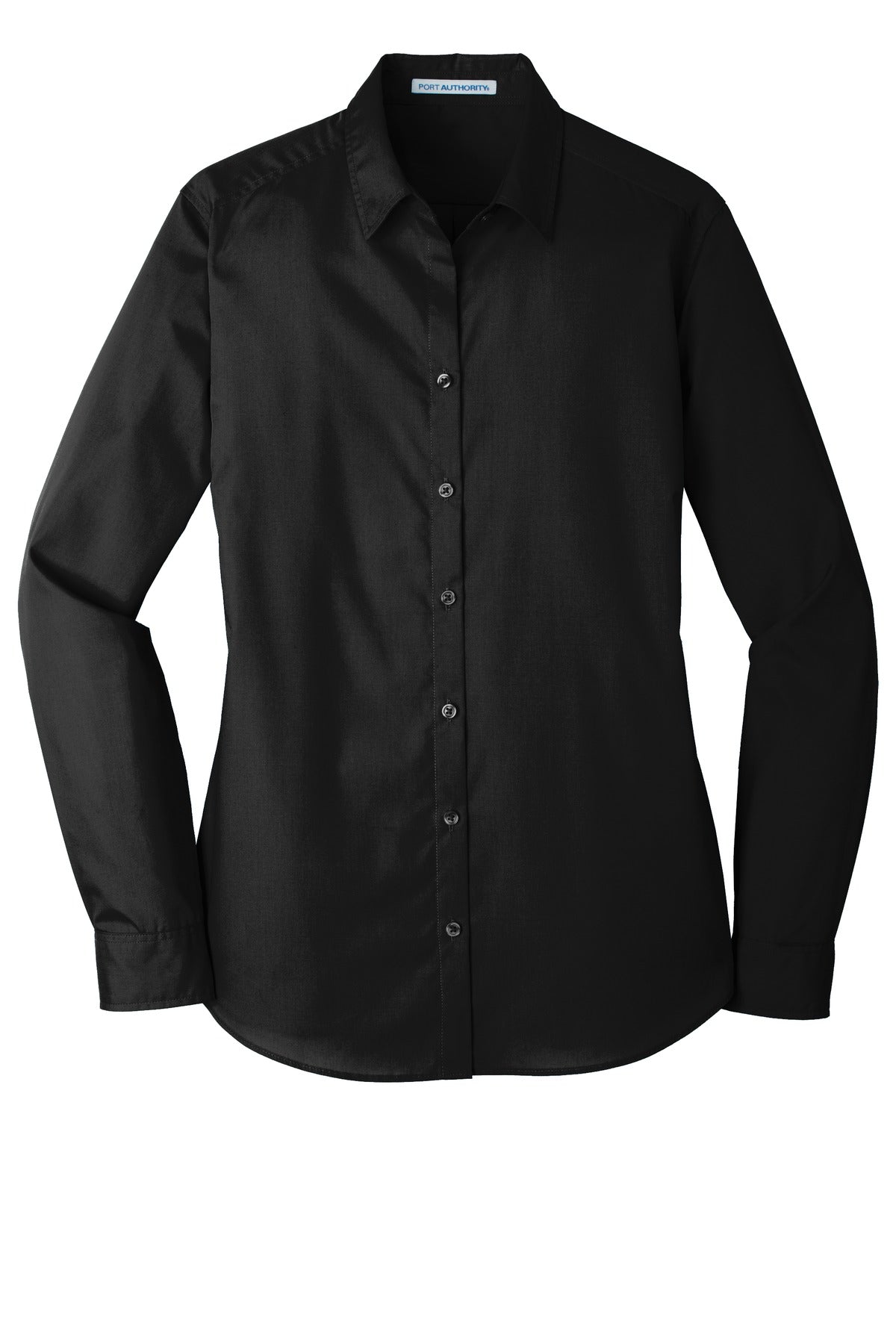 Port Authority Women's Long Sleeve Carefree Poplin Shirt. LW100 Deep Black