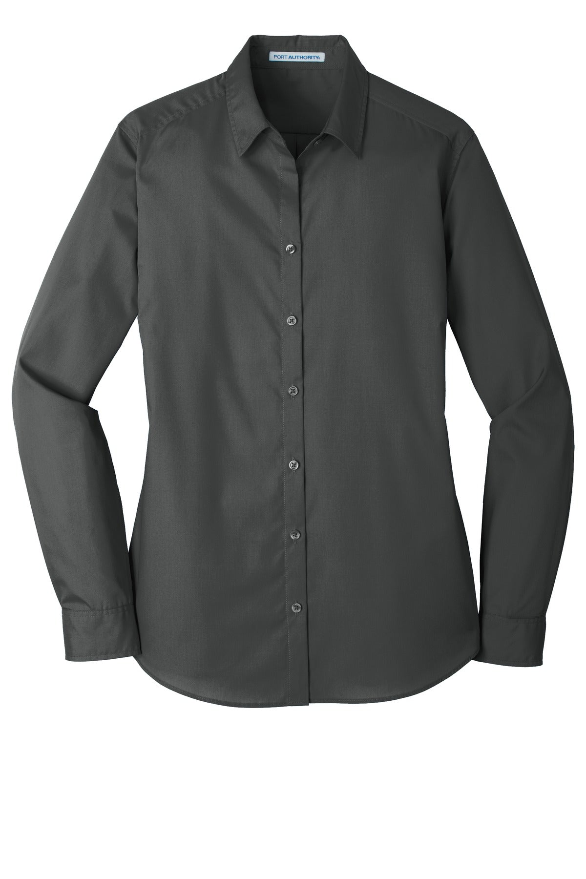 Port Authority Women's Long Sleeve Carefree Poplin Shirt. LW100 Graphite