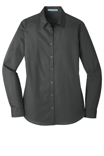 Port Authority Women's Long Sleeve Carefree Poplin Shirt. LW100 Graphite