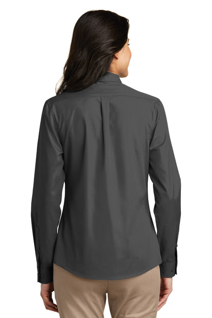 Port Authority Women's Long Sleeve Carefree Poplin Shirt. LW100 Graphite