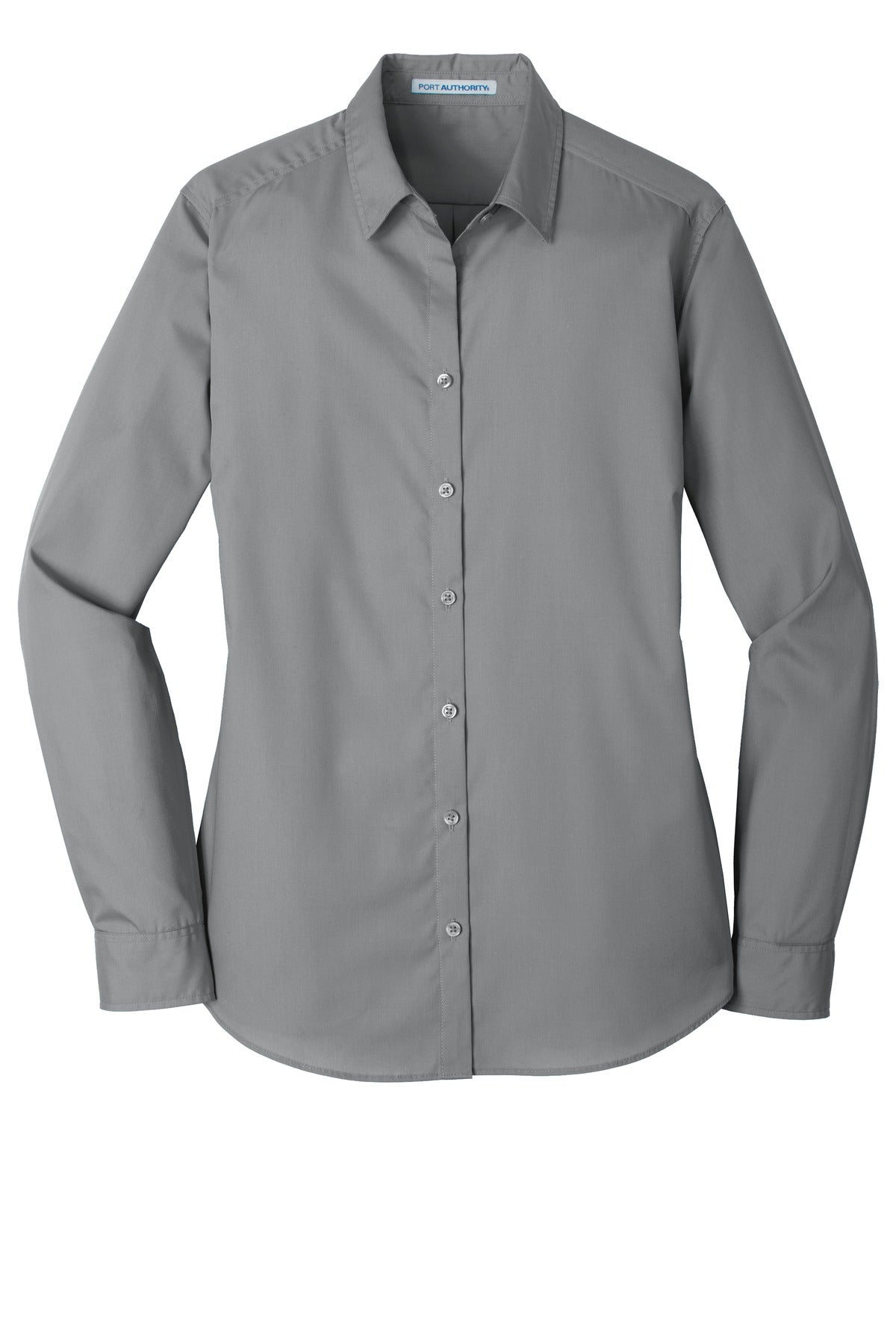 Port Authority Women's Long Sleeve Carefree Poplin Shirt. LW100 Gusty Grey