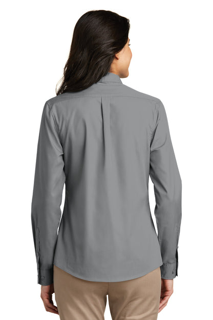 Port Authority Women's Long Sleeve Carefree Poplin Shirt. LW100 Gusty Grey