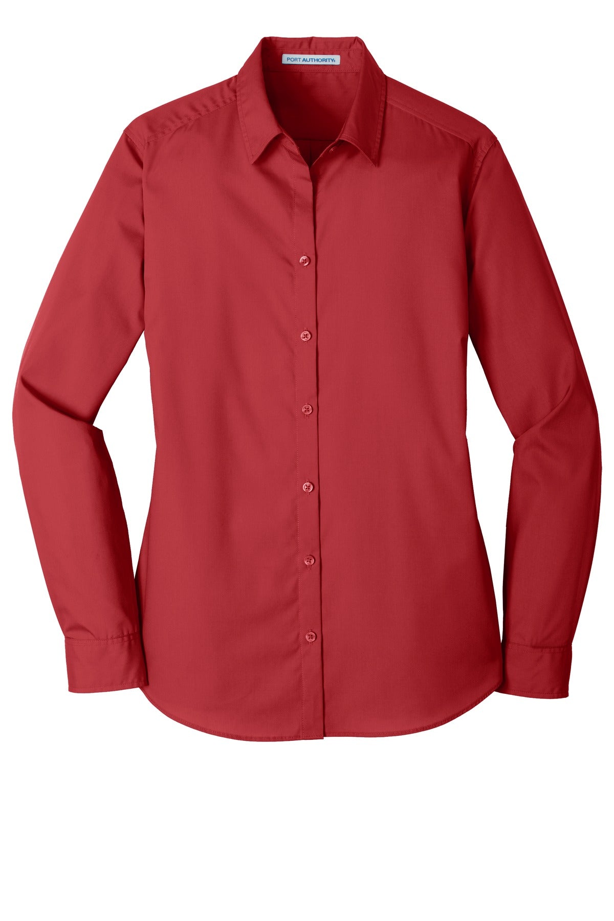 Port Authority Women's Long Sleeve Carefree Poplin Shirt. LW100 Rich Red