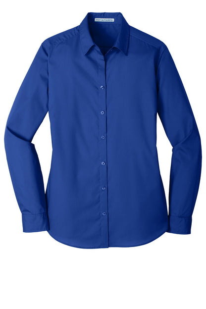 Port Authority Women's Long Sleeve Carefree Poplin Shirt. LW100 True Royal