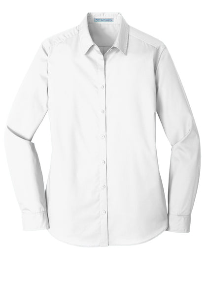 Port Authority Women's Long Sleeve Carefree Poplin Shirt. LW100 White