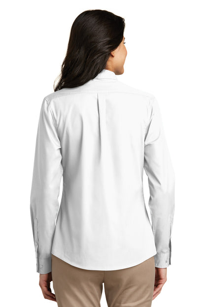 Port Authority Women's Long Sleeve Carefree Poplin Shirt. LW100 White