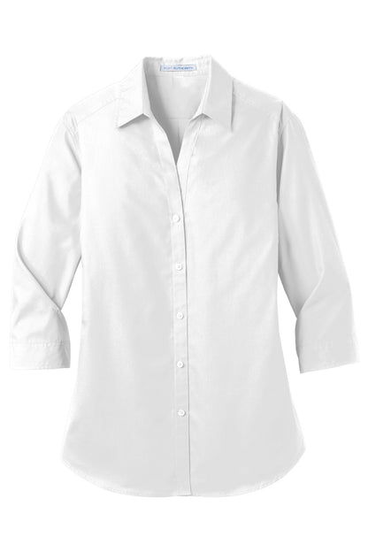 Port Authority Women's 3/4-Sleeve Carefree Poplin Shirt. LW102 White