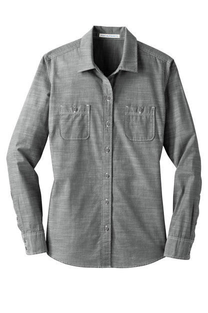 Port Authority Women's Slub Chambray Shirt. LW380 Grey