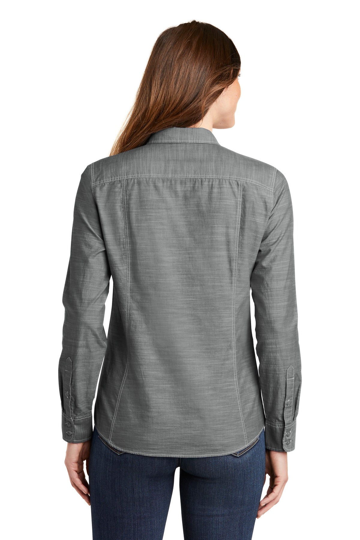 Port Authority Women's Slub Chambray Shirt. LW380 Grey