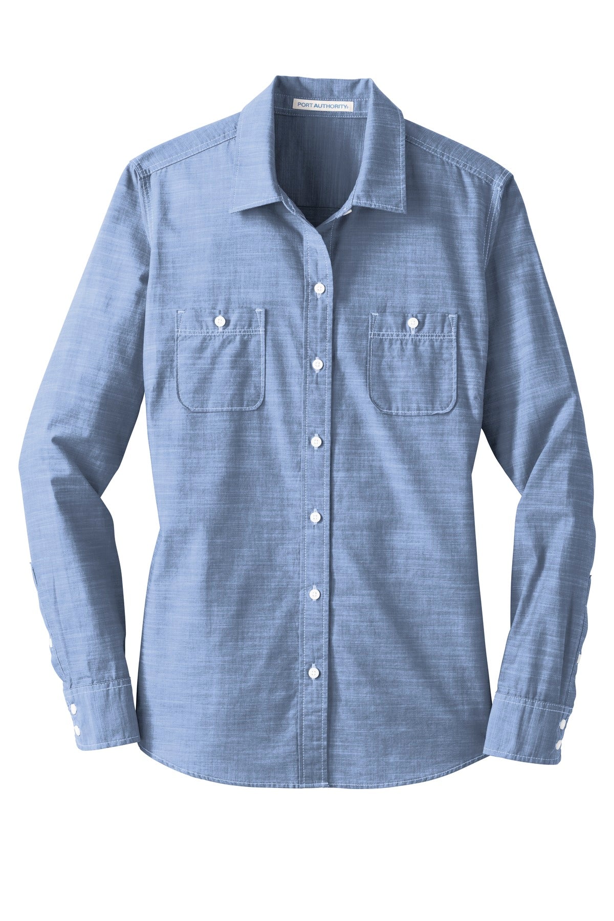 Port Authority Women's Slub Chambray Shirt. LW380 Light Blue