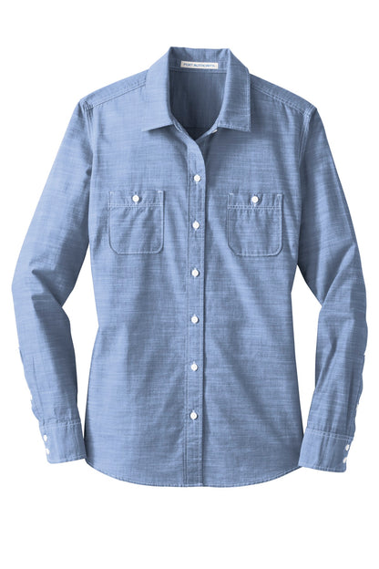 Port Authority Women's Slub Chambray Shirt. LW380 Light Blue