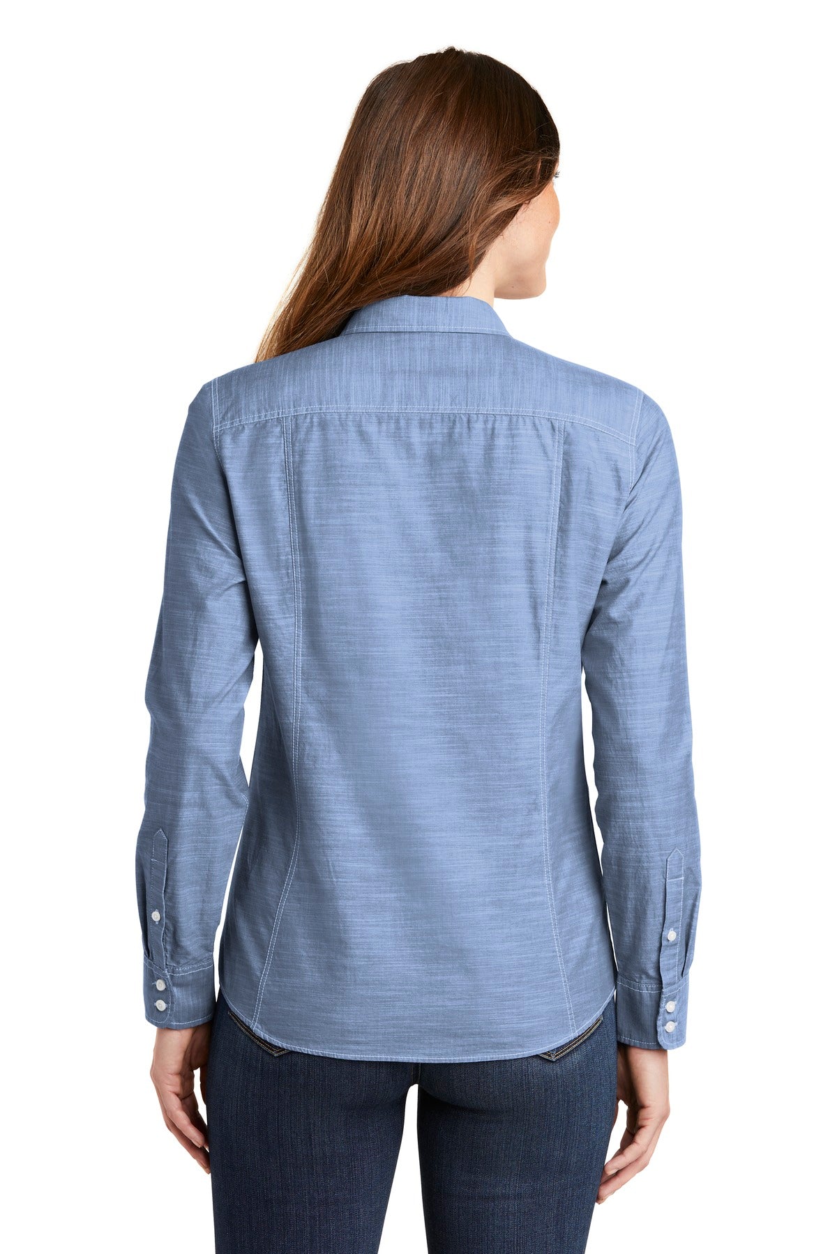 Port Authority Women's Slub Chambray Shirt. LW380 Light Blue
