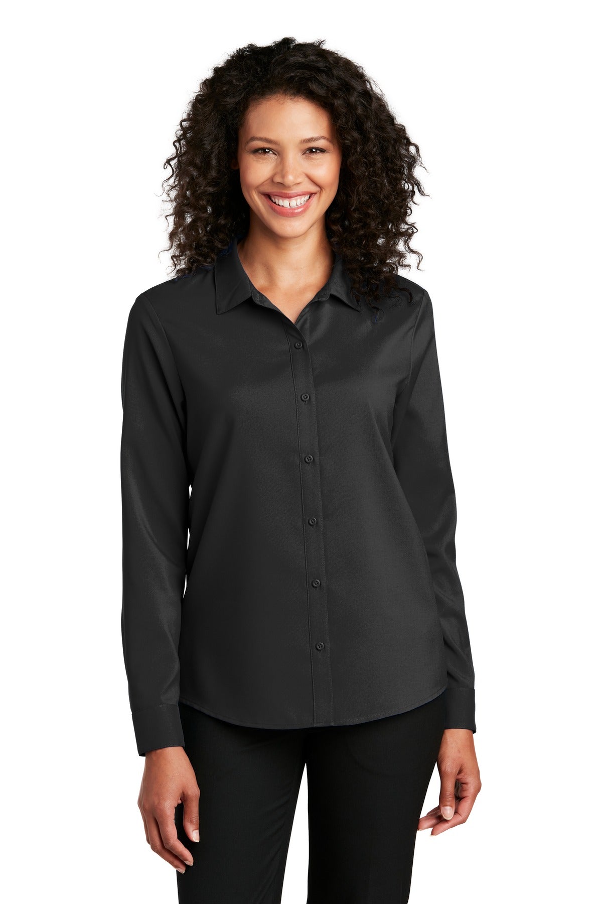 Port Authority Women's Long Sleeve Performance Staff Shirt LW401 Black