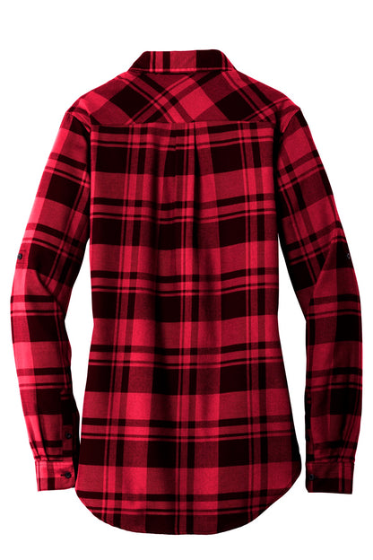 Port Authority Women's Plaid Flannel Tunic . LW668 Engine Red/ Black