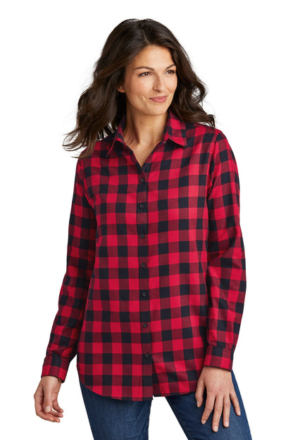 Port Authority Women's Plaid Flannel Tunic . LW668 Red/ Black Buffalo Check