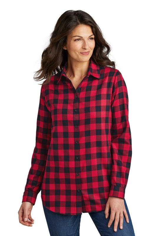 Port Authority Women's Plaid Flannel Tunic . LW668 Red/ Black Buffalo Check