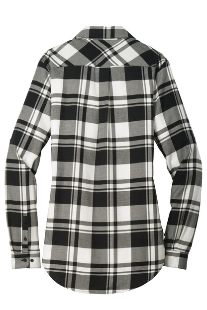 Port Authority Women's Plaid Flannel Tunic . LW668 Snow White/ Black