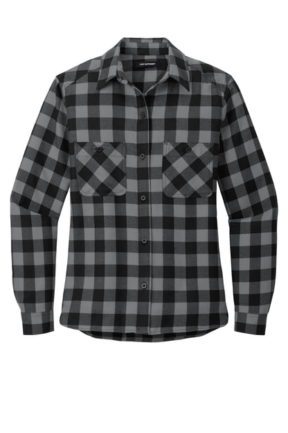 Port Authority Women's Plaid Flannel Shirt LW669 Grey/ Black Buffalo Check