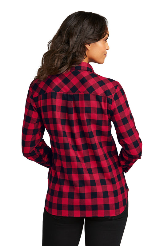 Port Authority Women's Plaid Flannel Shirt LW669 Red/ Black Buffalo Check