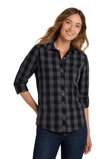 Port Authority Women's Everyday Plaid Shirt. LW670 Black