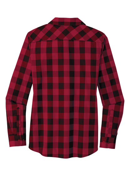 Port Authority Women's Everyday Plaid Shirt. LW670 Rich Red