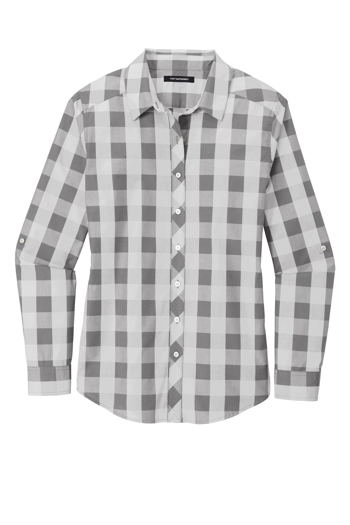 Port Authority Women's Everyday Plaid Shirt. LW670 Shadow Grey