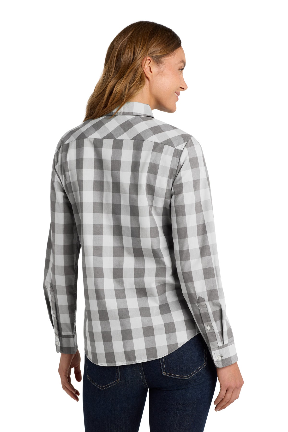 Port Authority Women's Everyday Plaid Shirt. LW670 Shadow Grey