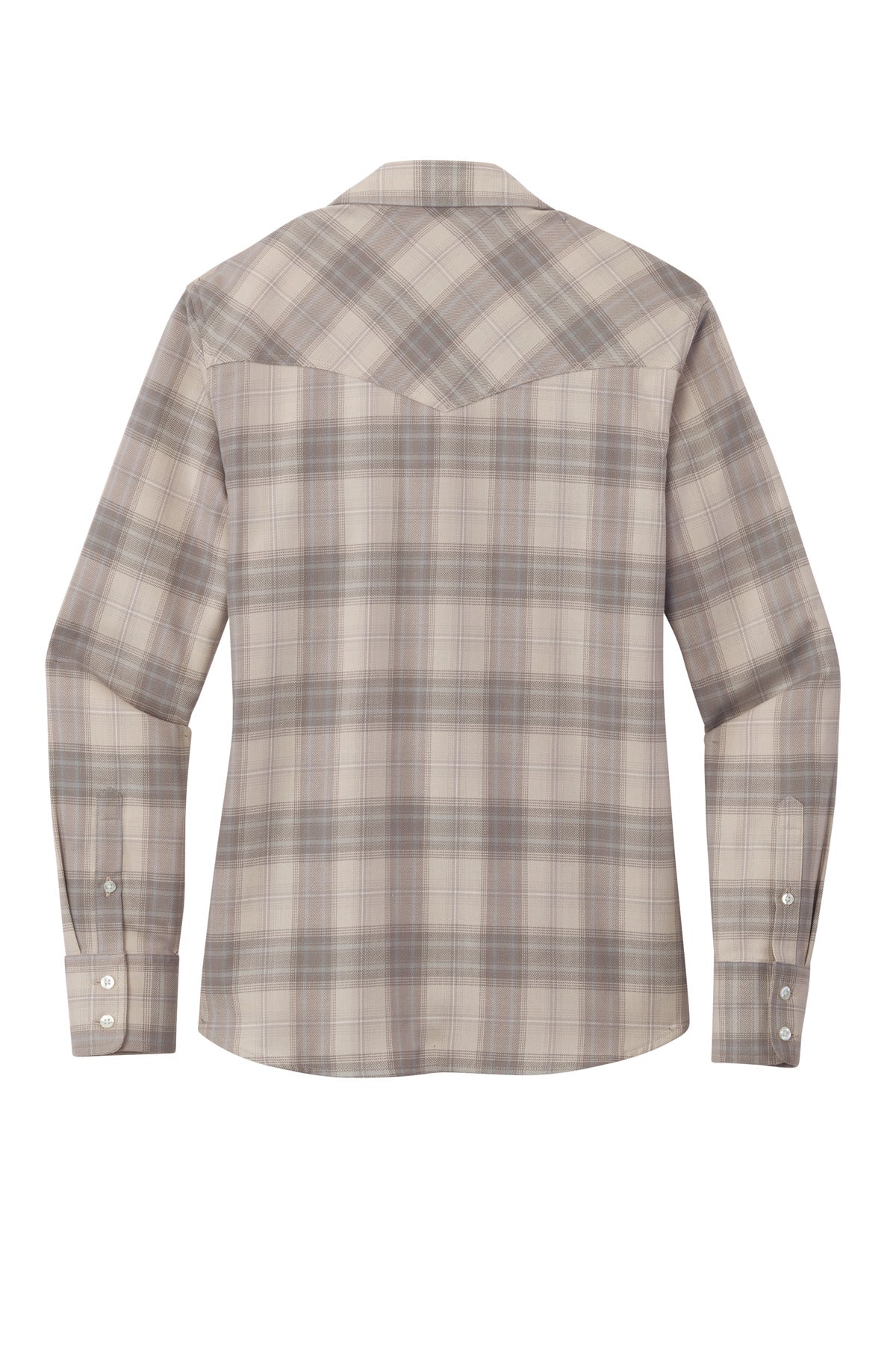 Port Authority Women's Long Sleeve Ombre Plaid Shirt LW672 Frost Grey