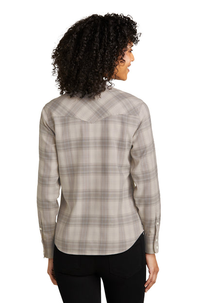 Port Authority Women's Long Sleeve Ombre Plaid Shirt LW672 Frost Grey