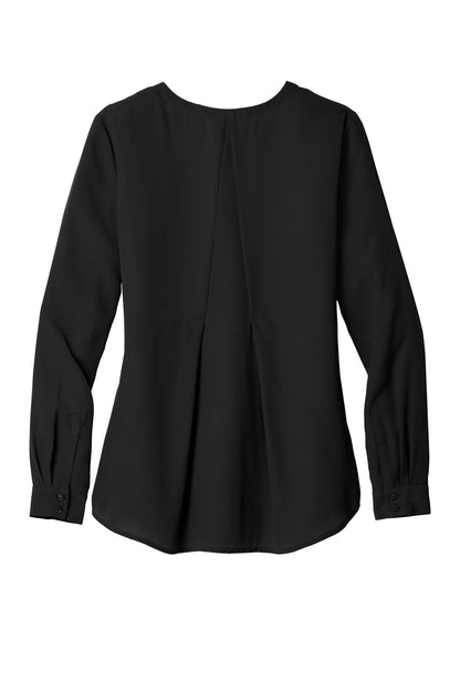 Port Authority Women's Long Sleeve Button-Front Blouse. LW700 Black