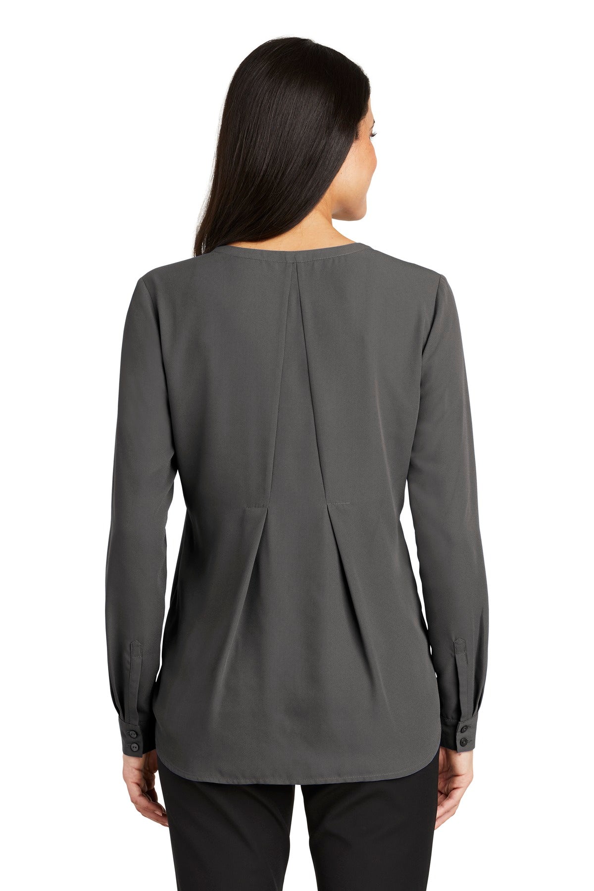 Port Authority Women's Long Sleeve Button-Front Blouse. LW700 Sterling Grey