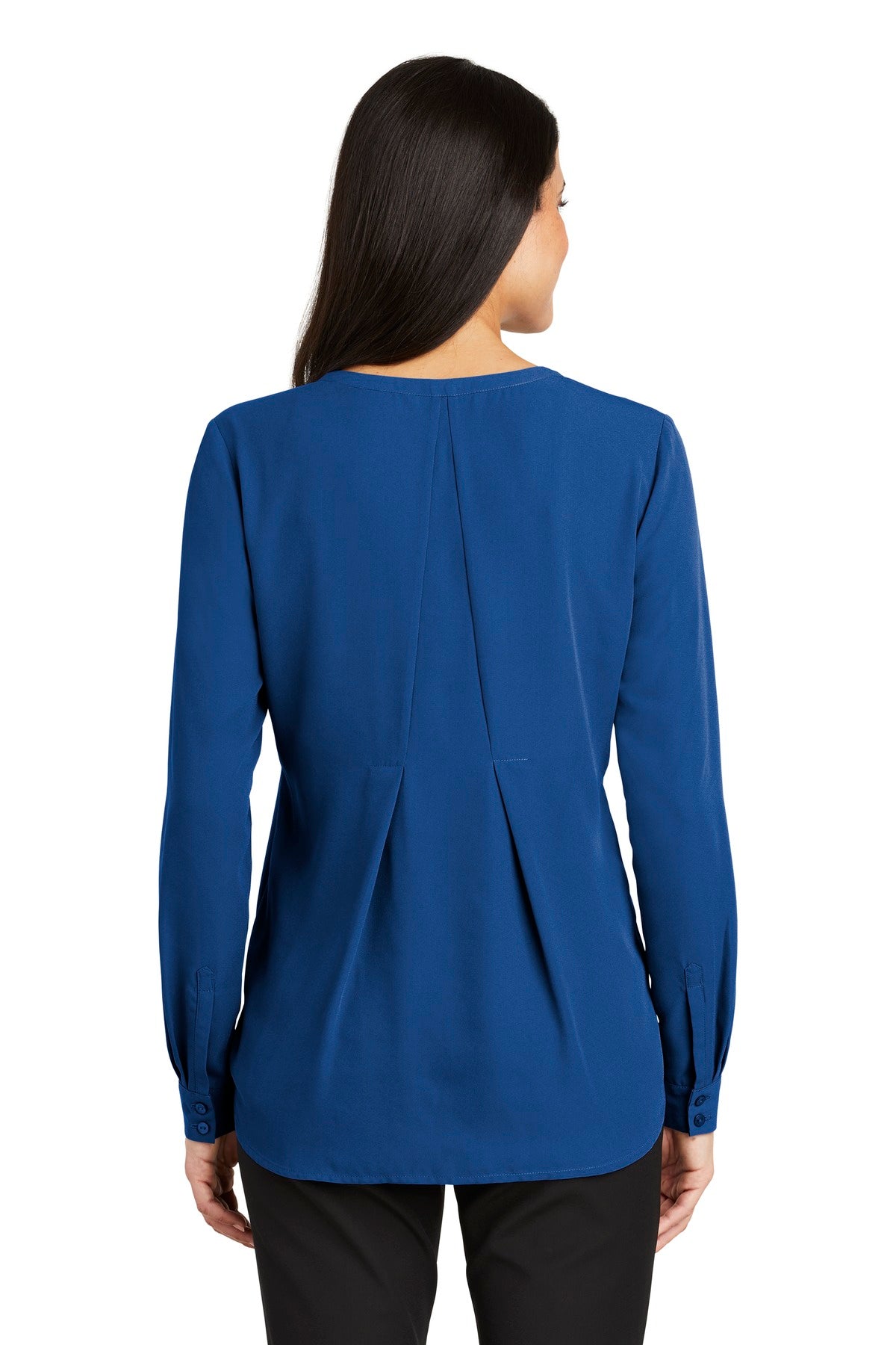 Port Authority Women's Long Sleeve Button-Front Blouse. LW700 True Blue