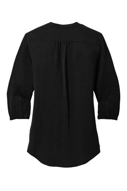 Port Authority Women's 3/4-Sleeve Textured Crepe Tunic LW713 Deep Black