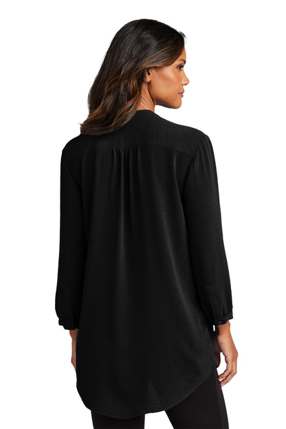 Port Authority Women's 3/4-Sleeve Textured Crepe Tunic LW713 Deep Black