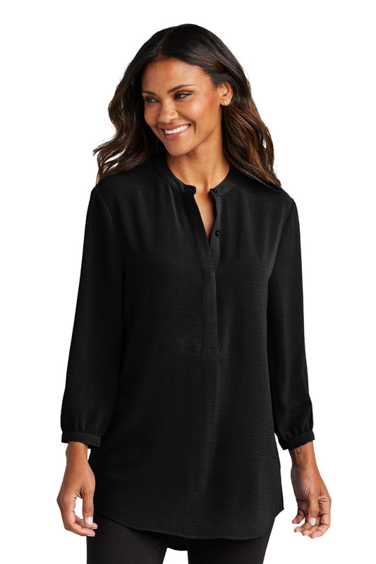 Port Authority Women's 3/4-Sleeve Textured Crepe Tunic LW713 Deep Black