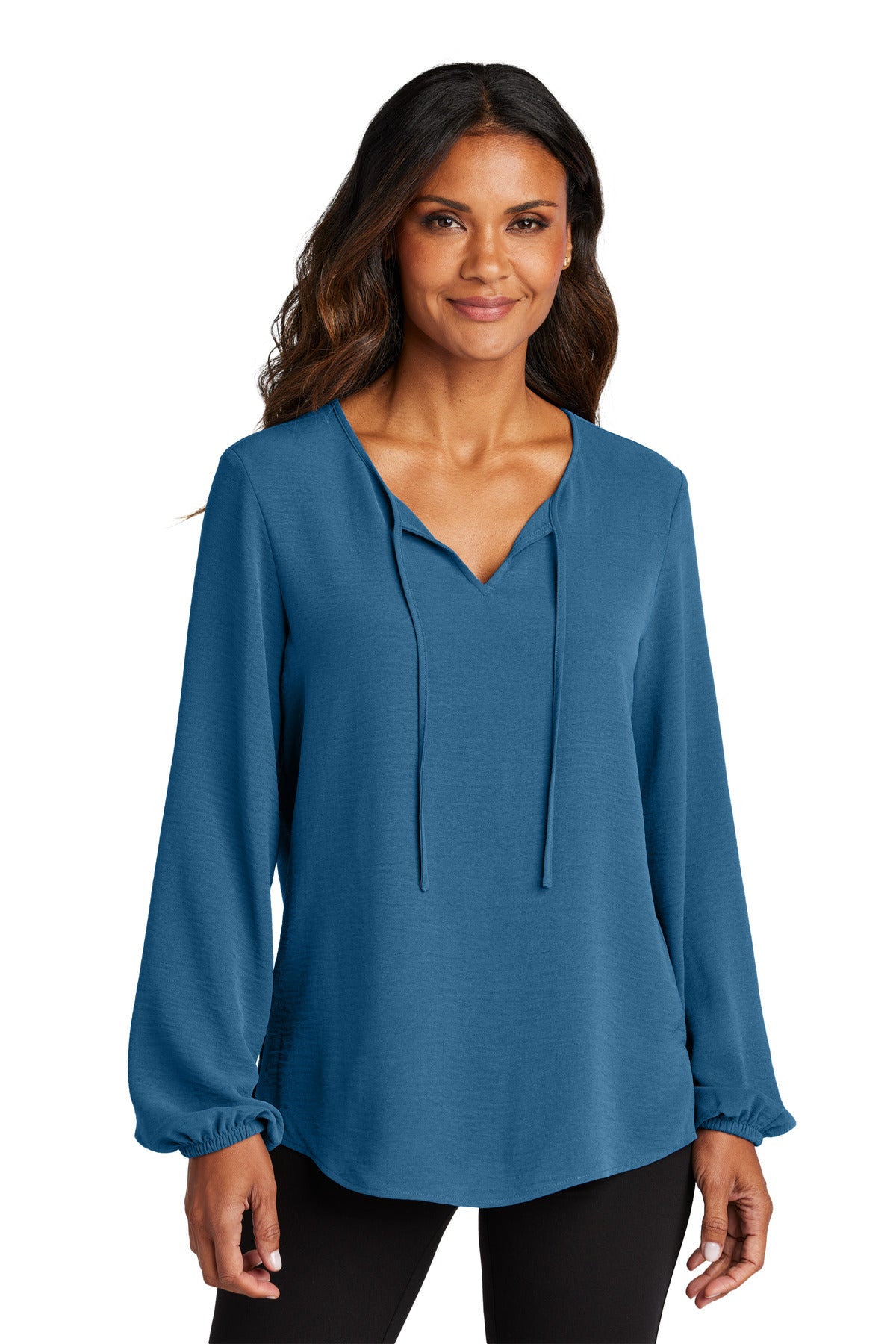 Port Authority Women's Textured Crepe Blouse LW714 Aegean Blue
