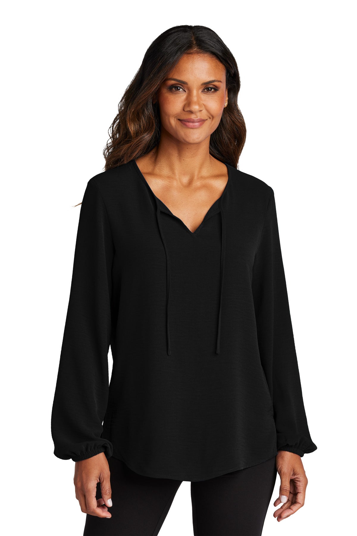 Port Authority Women's Textured Crepe Blouse LW714 Deep Black